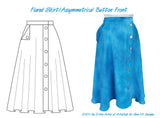 Flared Skirt with Asymmetrical Button Front