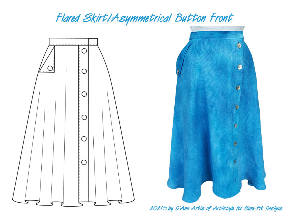 Flared Skirt with Asymmetrical Button Front Sure Fit Designs Australia