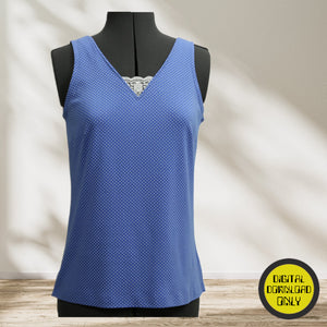 Tank Top - V-Neck and Lace Inset