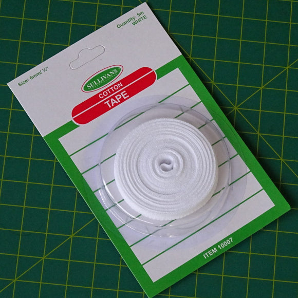 Cotton Tape 6mm - WHITE